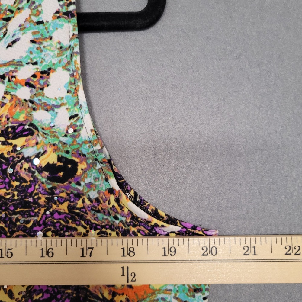 Dream Dance‎ XL Tank Dress Multicolor Abstract Sleeveless Ruffle Hem Bedazzled - Picture 9 of 10